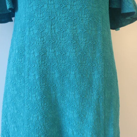 Nanette Lepore Teal Cold Shoulder Dress - Picture 8 of 13